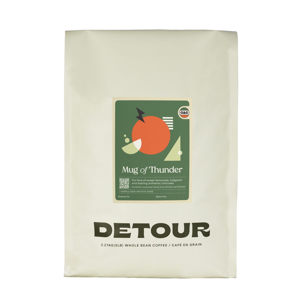 Detour Coffee Arts & Crafts Productions Collaboration Blend Mug of Thunder Single Origin Specialty Coffee Brazil Ethiopia Retail Home Brewing Whole Bean Free Music
