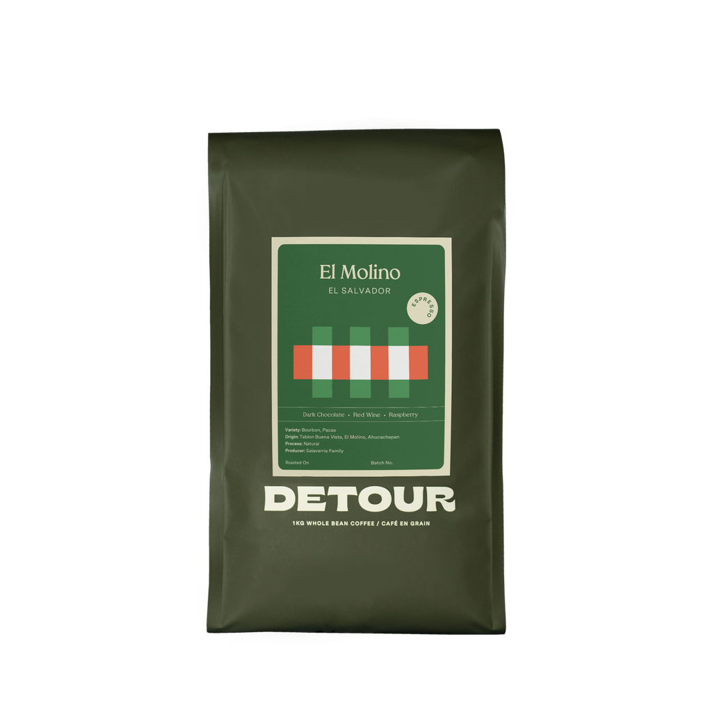 Detour Coffee El Salvador El Molino Single Origin Natural Espresso Retail Home Brewing Whole Bean