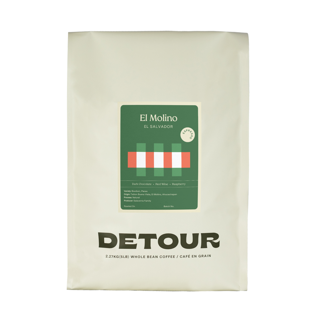 Detour Coffee El Salvador El Molino Single Origin Natural Espresso Retail Home Brewing Whole Bean