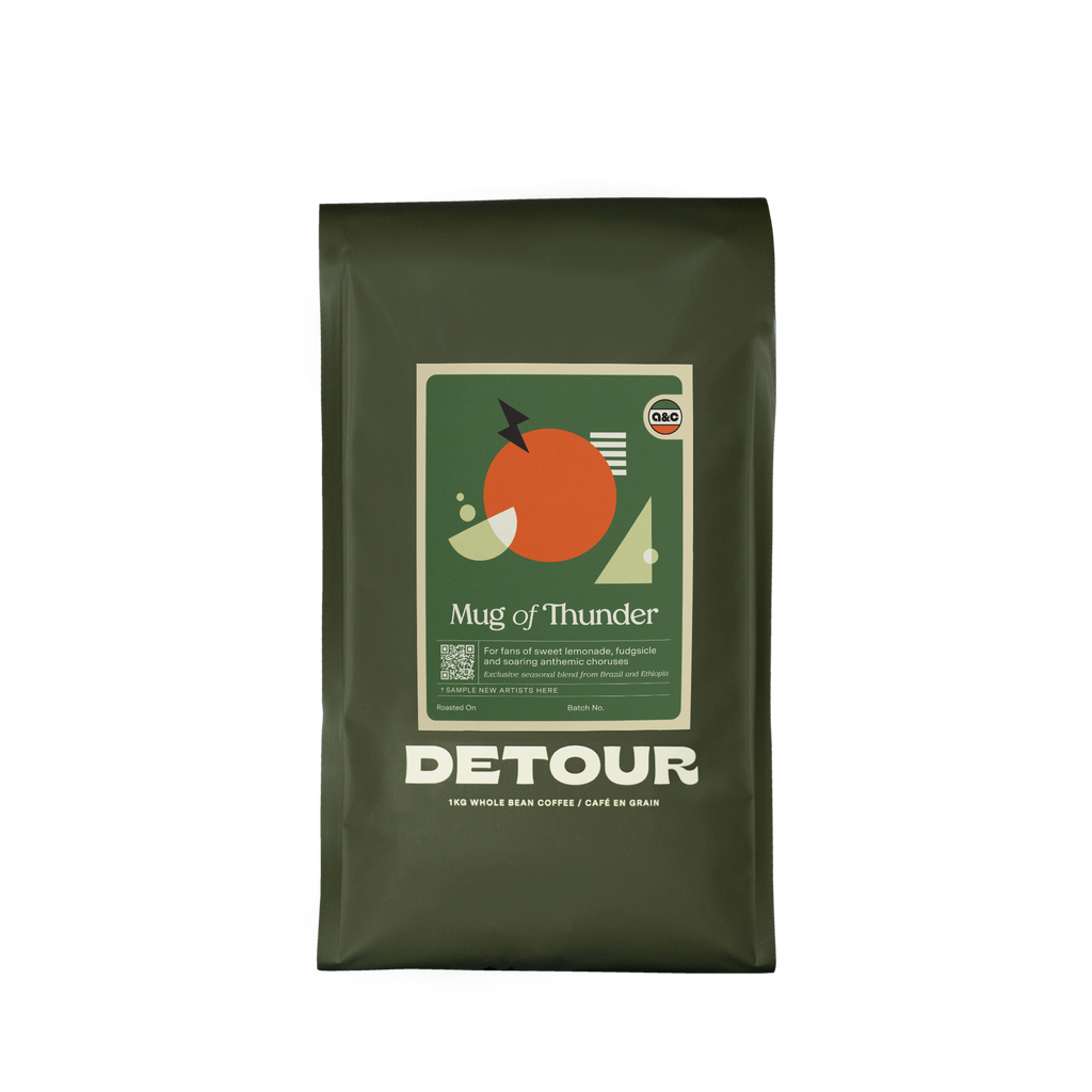 Detour Coffee Arts & Crafts Productions Collaboration Blend Mug of Thunder Single Origin Specialty Coffee Brazil Ethiopia Retail Home Brewing Whole Bean Free Music